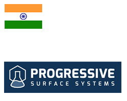 Logo der Firma Progressive, Indien, mit Flagge von Indien